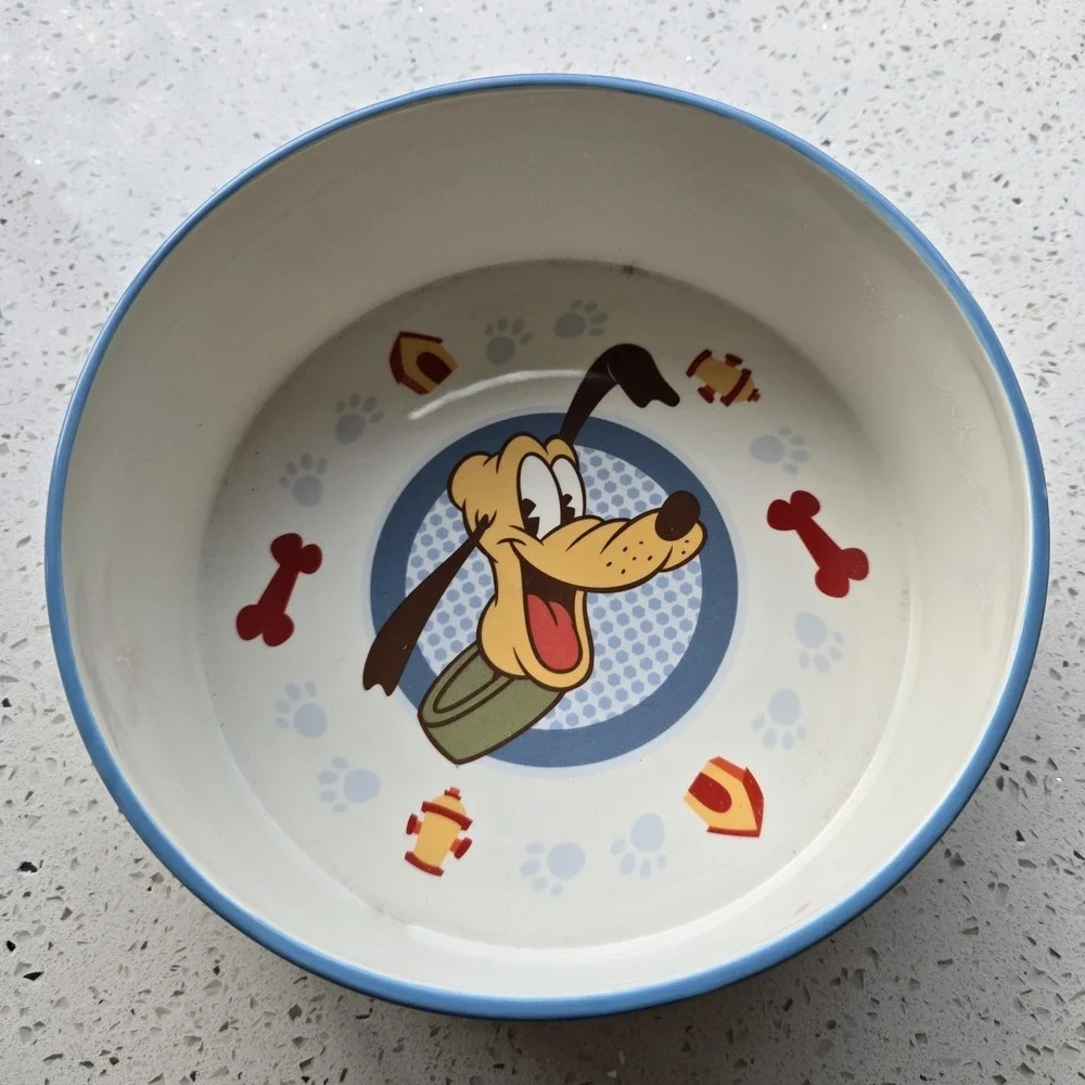 2006 Disney Pluto ‎ Dog, Popcorn, Cereal Bowl Ceramic 3 Inches Deep And